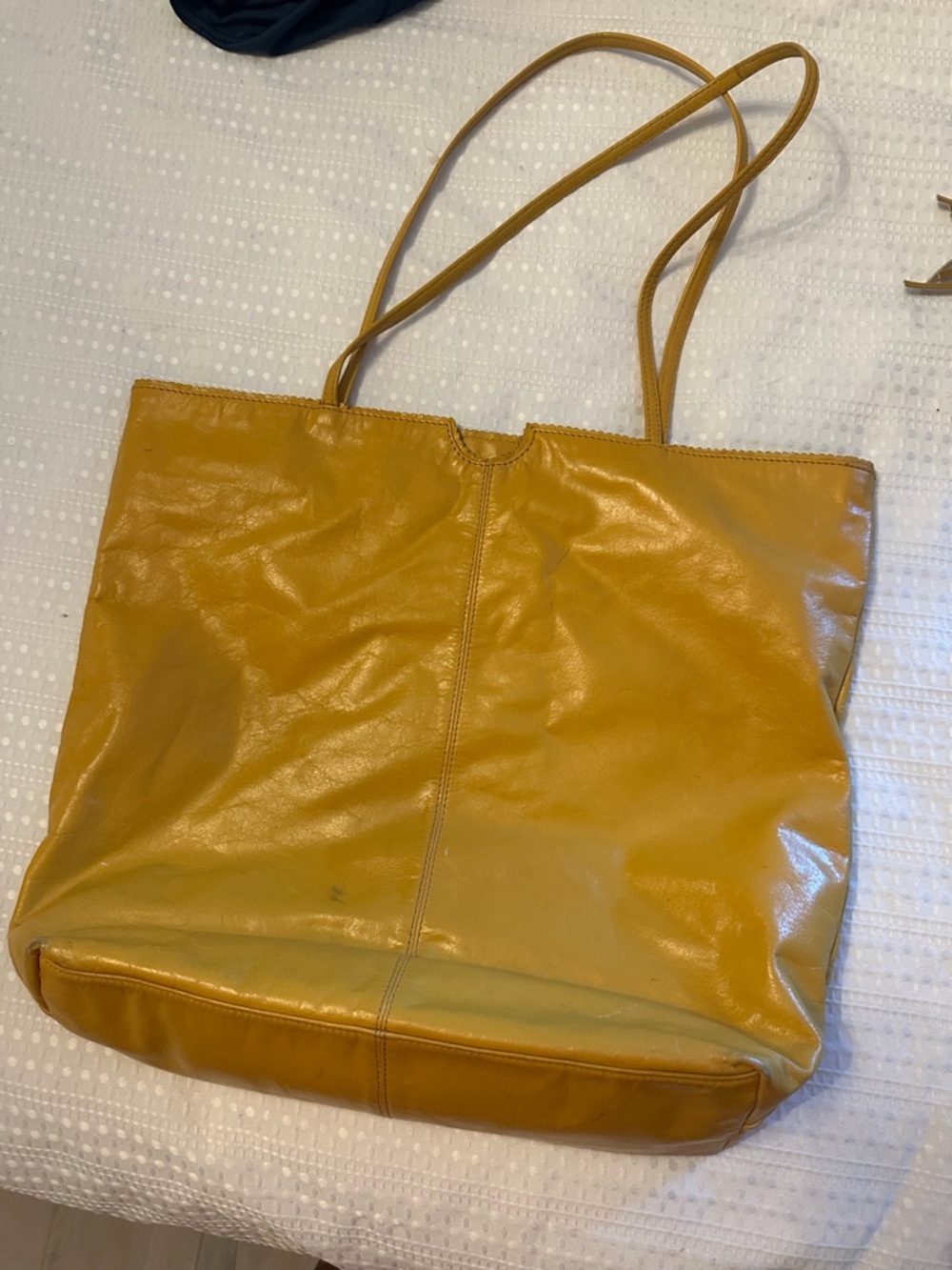 Classic Mustard Yellow Leather Tote Bag